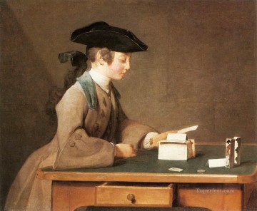 Jean Baptiste Simeon Chardin Painting - The House of Cards Jean Baptiste Simeon Chardin